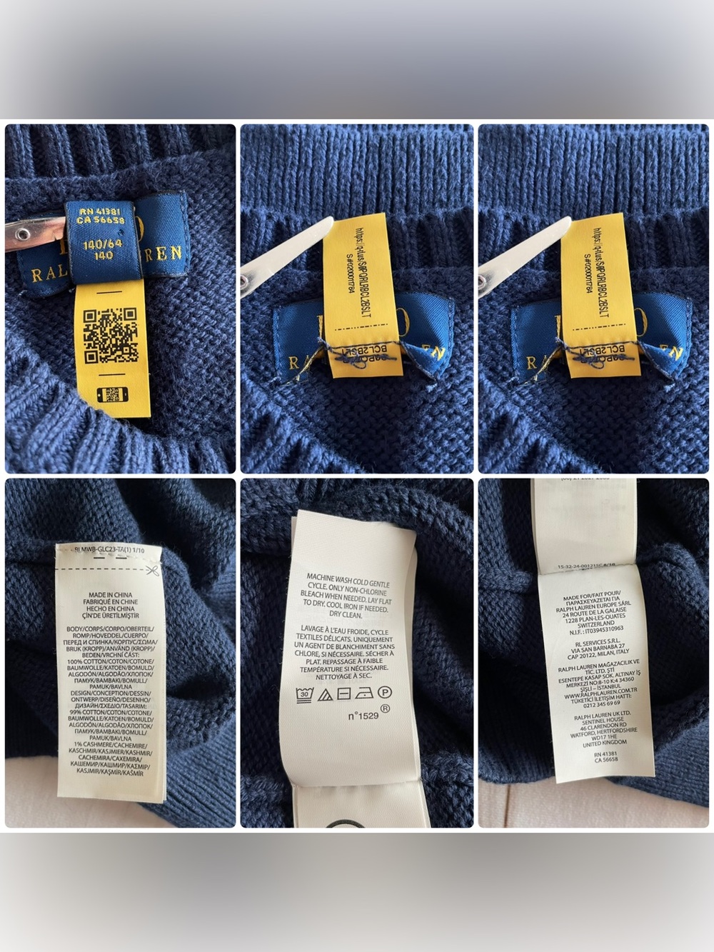 Polo Ralph Lauren Kid's Girls Blue Polo Bear Sweater Dress Size M (8-10) Blue - Picture 16 of 16